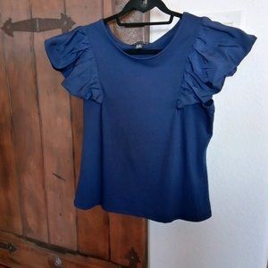 navy puff sleeve top